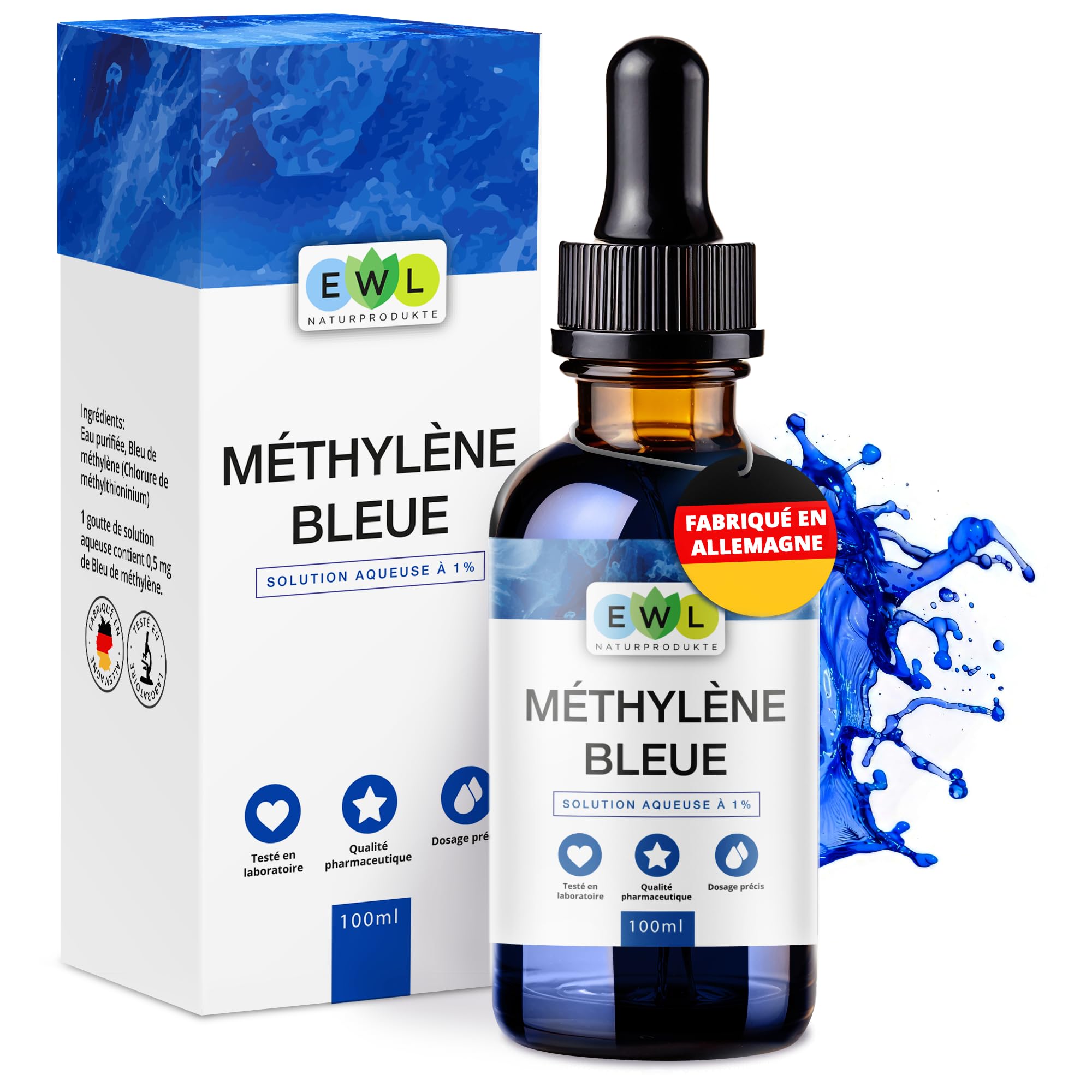 Bleu de mthylne 1% solution 100ml qualit pharmaceutique