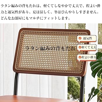 Amazon｜Erinotto ダイニングチェア ラタン 食卓椅子 籐編み