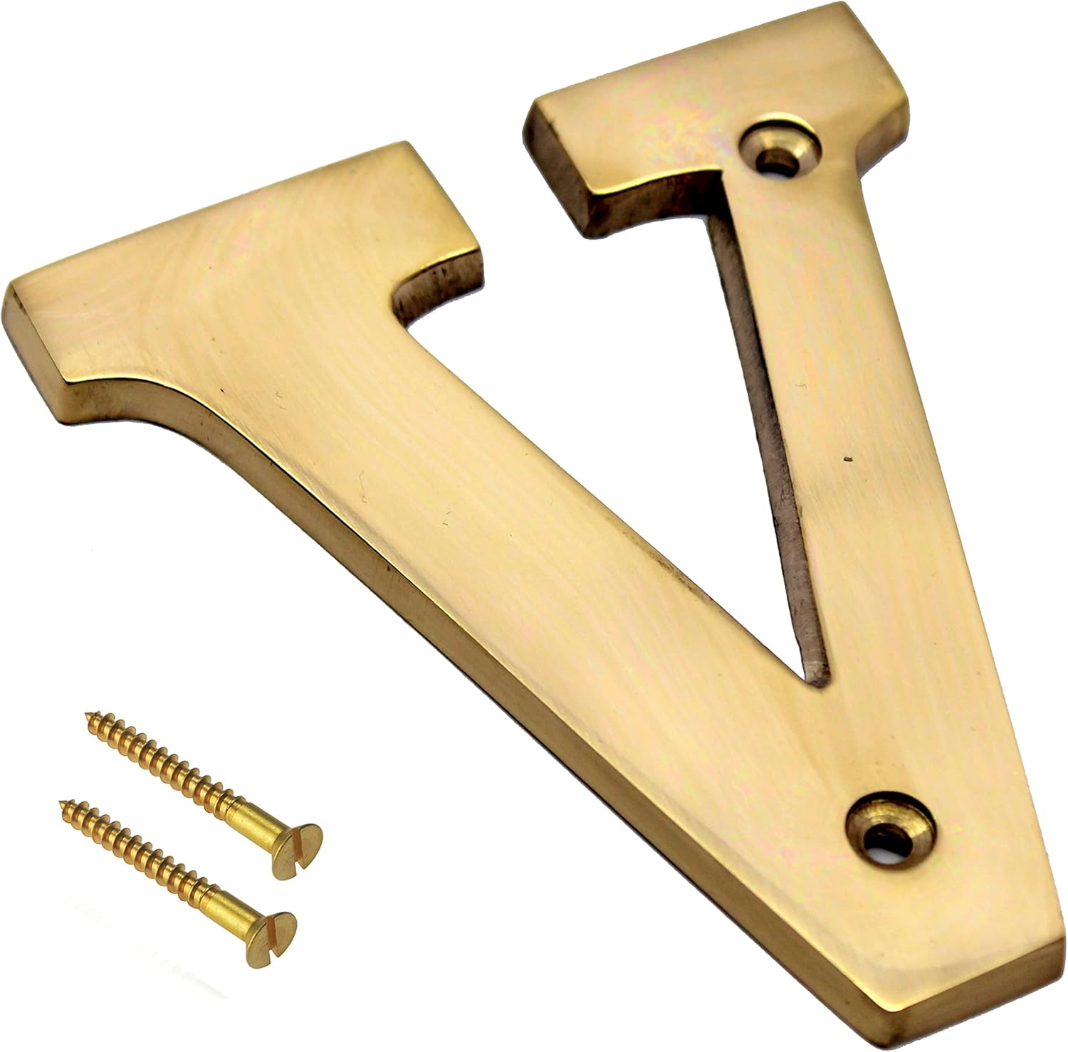 eSplanade Brass House Hotel Door Name Alphabets - Wall Door Plaque Alphabet Letter - Golden - 4" Inches ("A" Alphabet - 4") ("V" Alphabet - 4")
