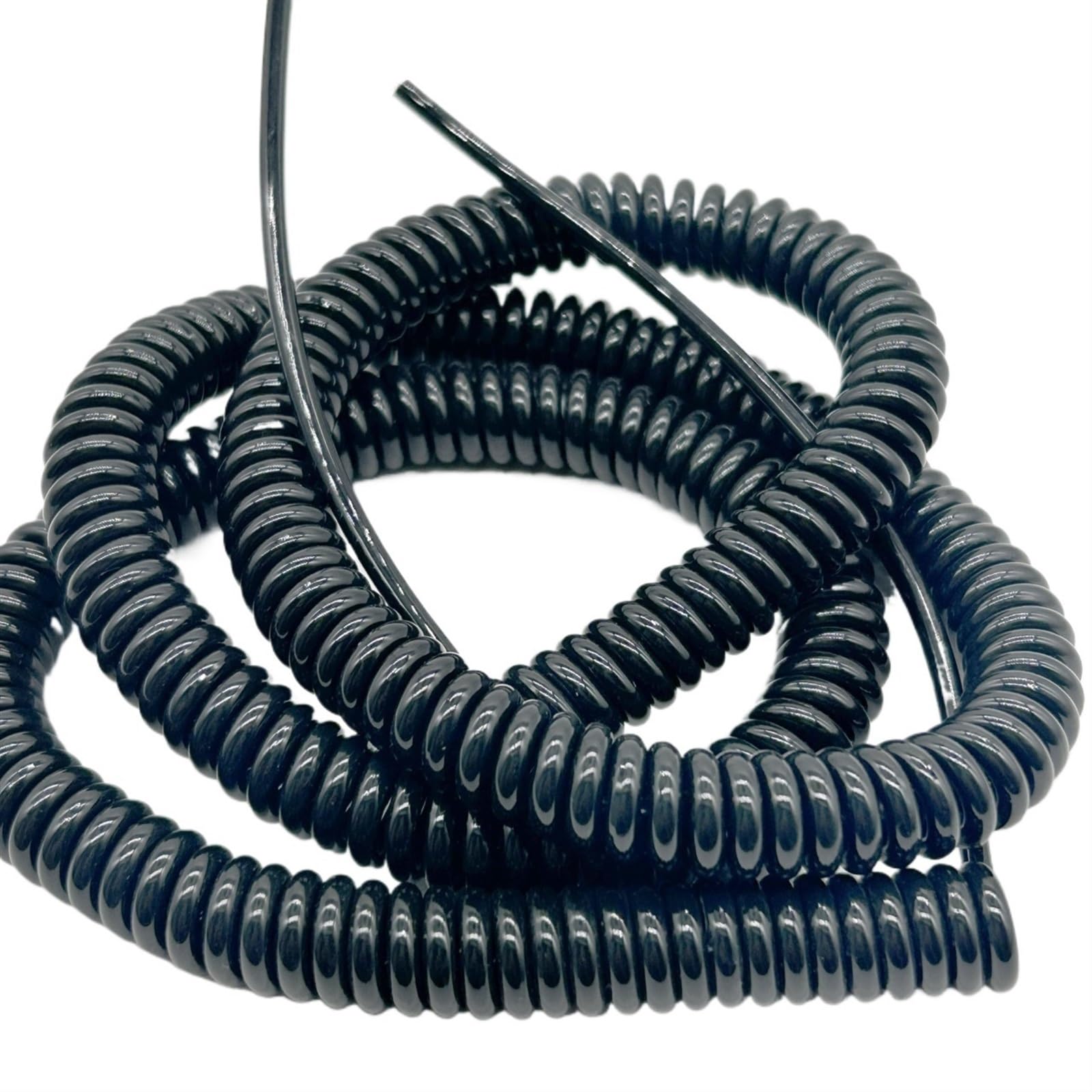 Chowany 8-żyłowy spiralny kabel ciągnący 5 metrów 16 stóp Czarny przedłużacz sprężynowy rozciągający (22AWG)