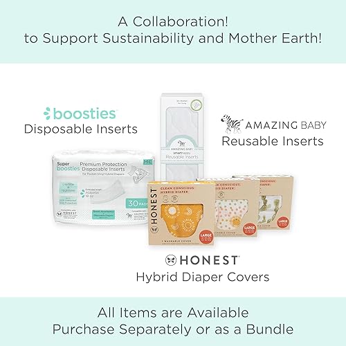 Miniatura 5 de Honest - Funda híbrida de tela con bolsillo, evita fugas nocturnas, uso con almohadilla desechable Boosties e inserto reutilizable, muselina de