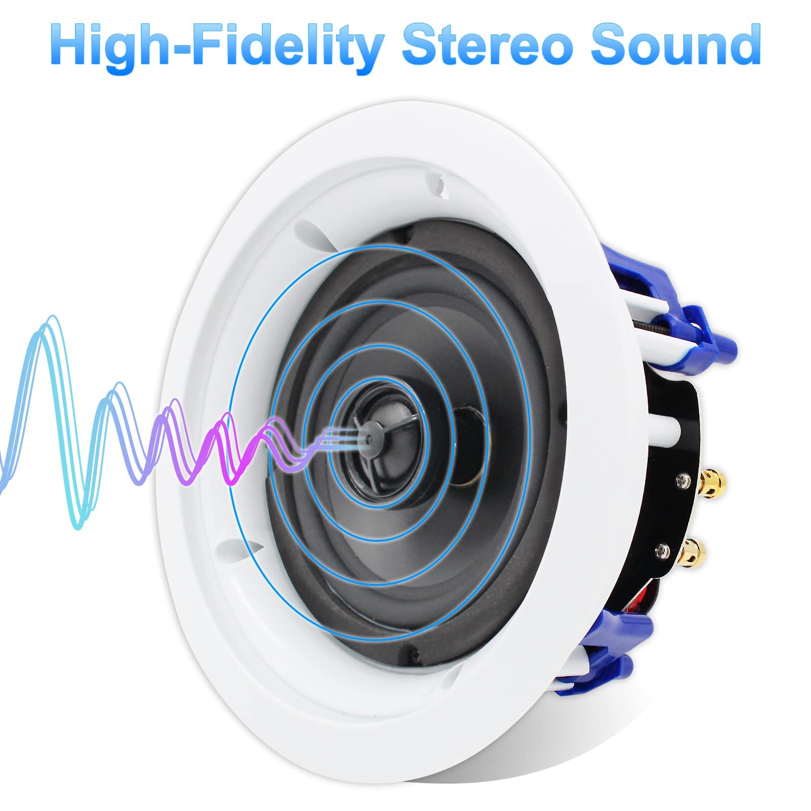 Herdio 5.25 Inches in Ceiling Wall Flush Mount Speakers 8Ohm 300 Watts