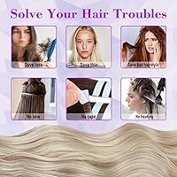 Vista 5 de Extensiones de cabello con clip de Vigorous, extensiones de cabello ondulado de color rubio ceniza mezclado con rubio decolorado, extensiones