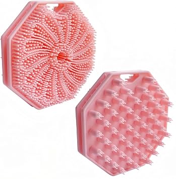 Silicone Body Scrubber Double-Sided Design, Non-Slip Shower Scrubber for Body, Women Men Shower Body Brush for Effective Exfoliation Pink