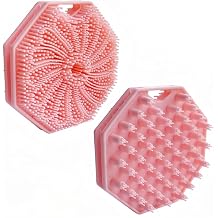 Silicone Body Scrubber Double-Sided Design, Non-Slip Shower Scrubber for Body, Women Men Shower Body Brush for Effective Exfoliation Pink