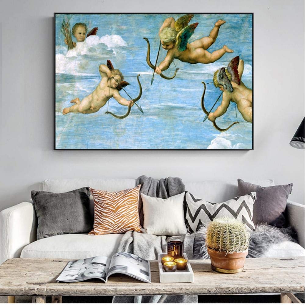 ELEVENFF God Of Love Cupid Protrait Canvas Art Wall Paintings Classical Famous Art Prints Reproductions Wall Posters For Home Decoration-50 * 70,Frame