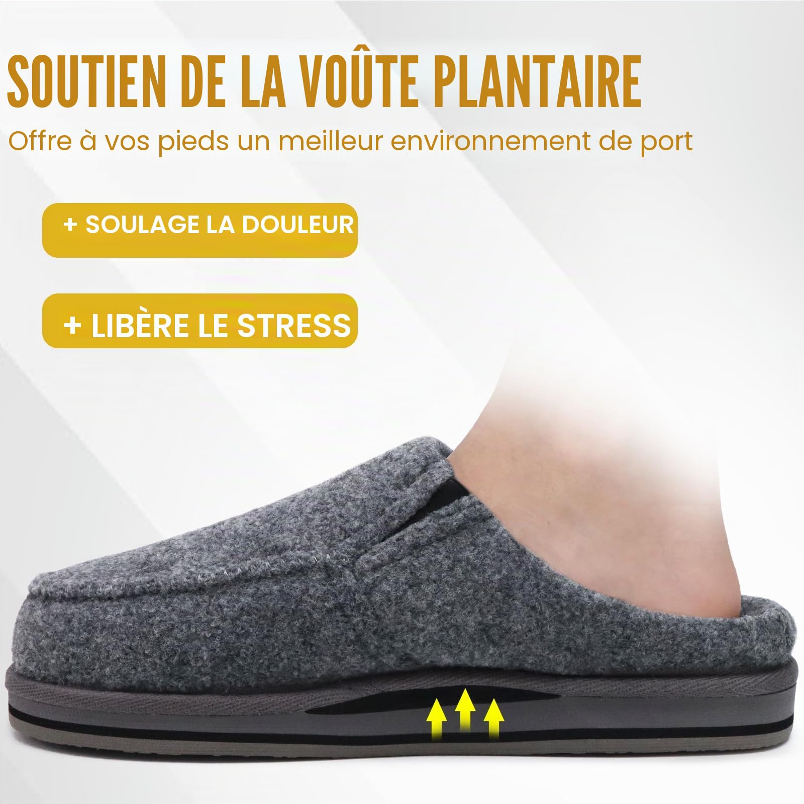 ONCAI Chaussons Homme Confort Peluche Mousse Mémoire Intérieur Extérieur Pantoufles da Maison en Caoutchouc Antidérapantes Taille 40-50