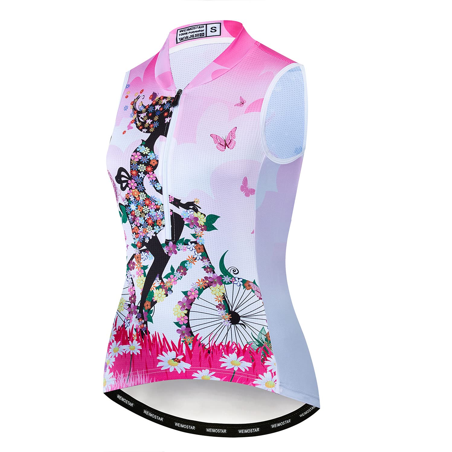 Maillot de cyclisme sans manches avec demi-fermeture éclair pour femme