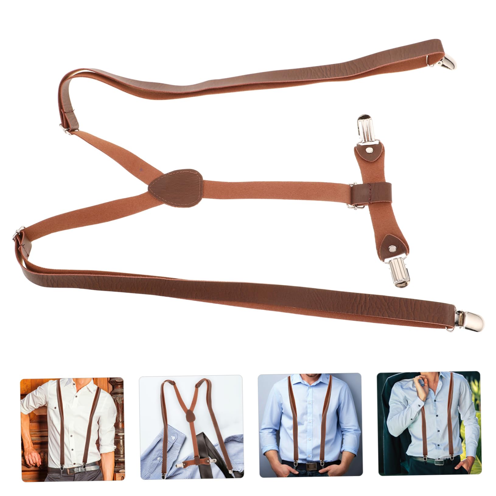 GAROZATION Men's and Women's Elastic Suspenders Wide Waist Belt Back Suspenders for Pants Clip-on Straps Stretchy Belt
