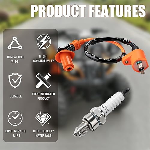 Miniatura 5 de Bobina de encendido GY6 de alto rendimiento Racing GY6, regulador de voltaje, relé solenoide rectificador de 6 pines, kit de bujías AC CDI para 50cc