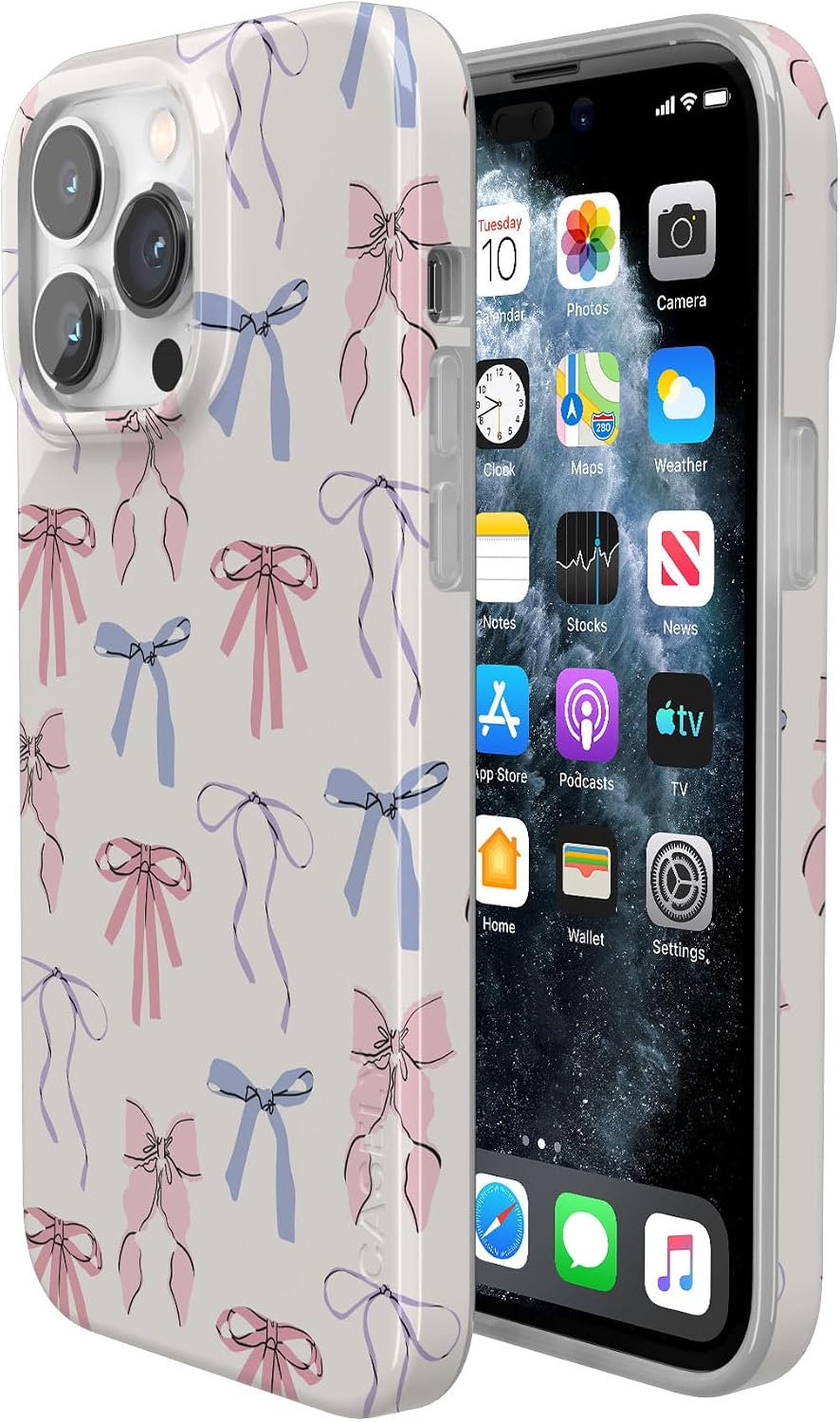 Casely iPhone 13 Pro Case | Coquette Girlie | Pastel Bows | Compatible with MagSafe | Classic Ultra-Light Case Design