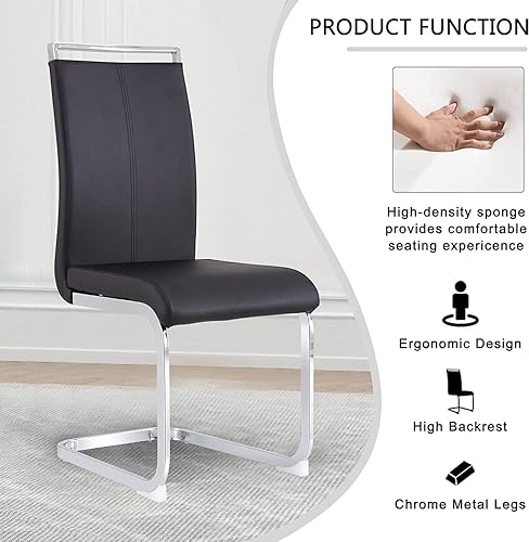 Miniatura 6 de Juego de sillas de comedor para 6, mesa de cocina rectangular moderna de 55 pulgadas con sillas acolchadas de cuero, juego de mesa de comedor de 5