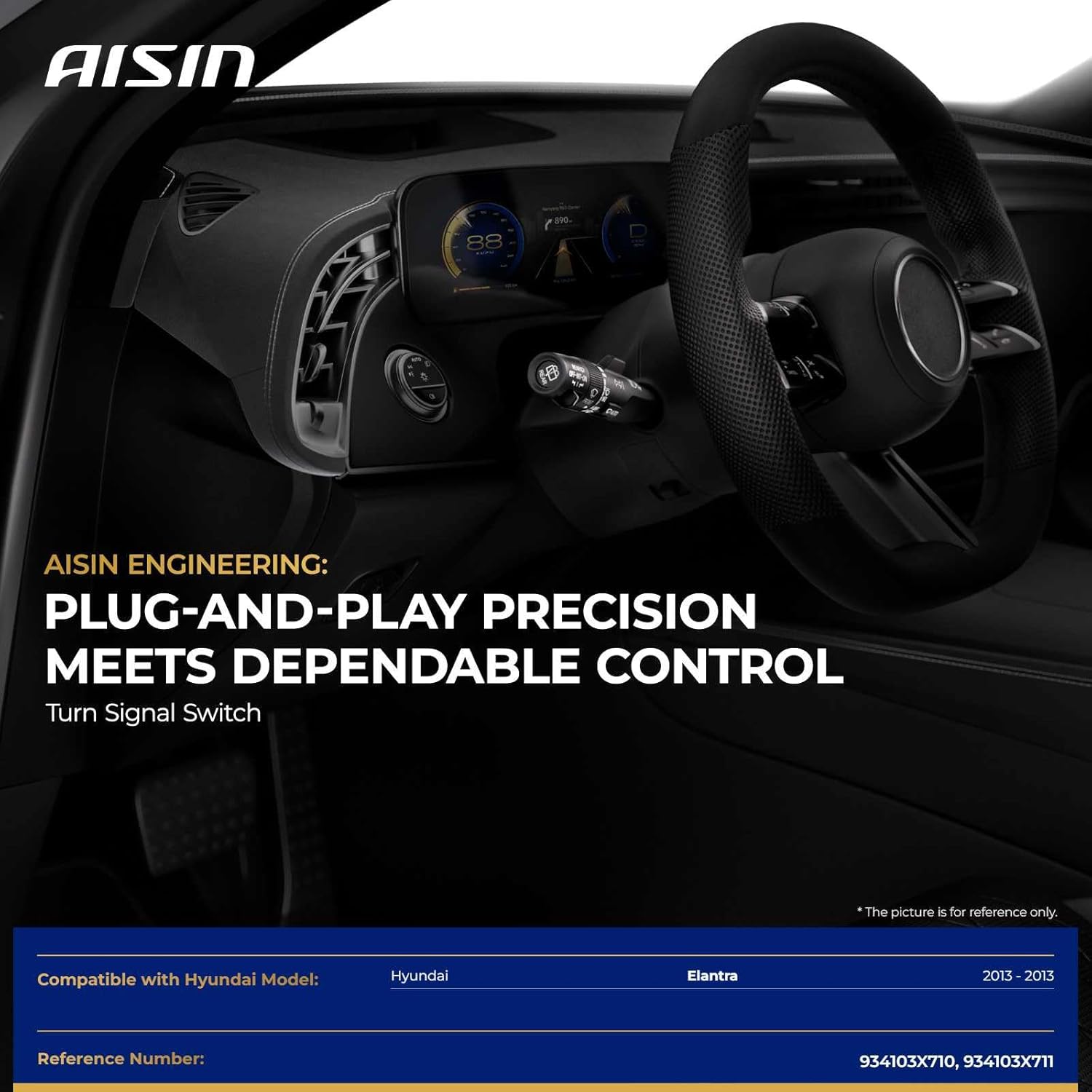 AISIN AFTERMARKET TSSHY-00103 Turn Signal Switch - Compatible with Hyundai Elantra 2013 - with Fog Lights Operator