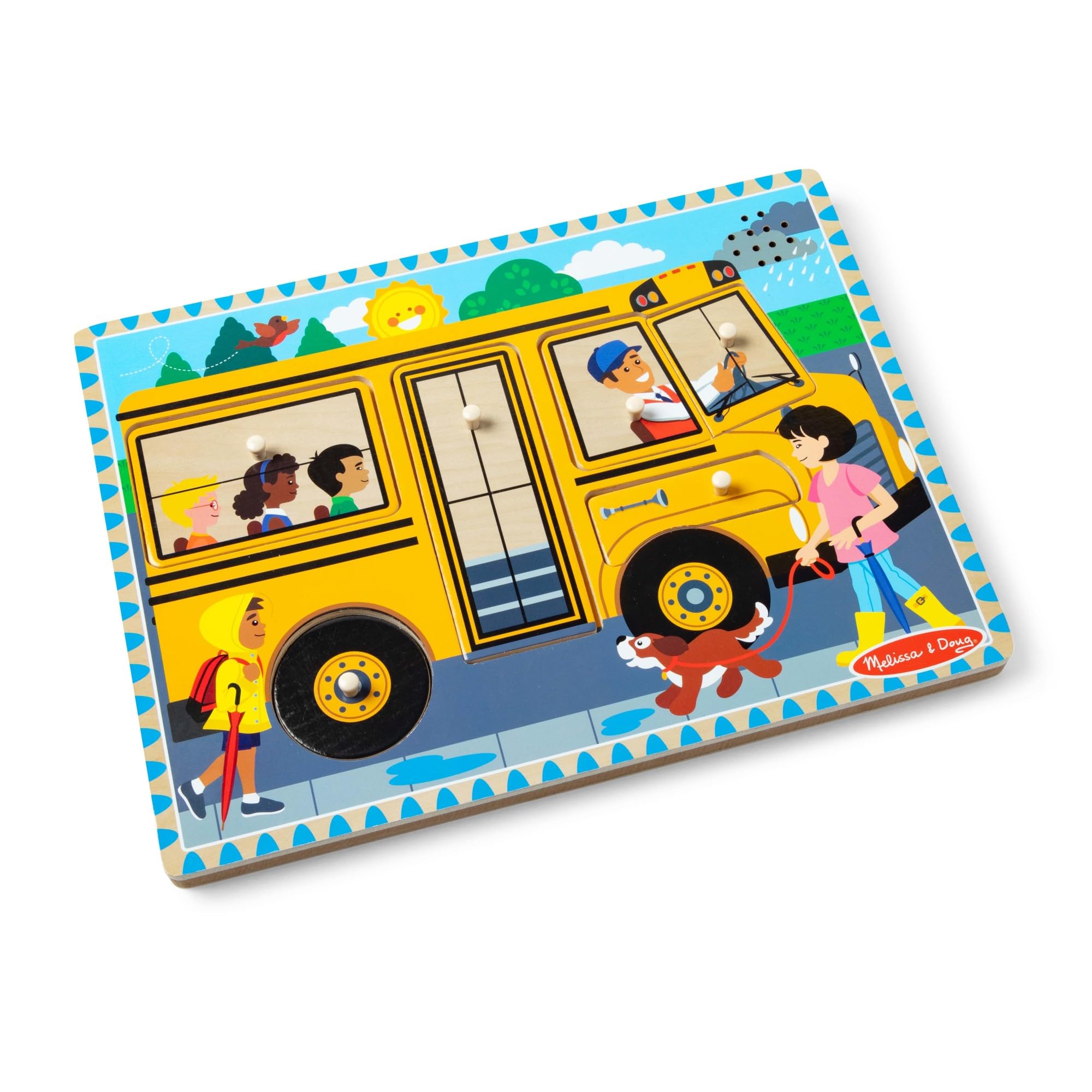 Melissa & Doug Puzzle in Legno per Bambini, L'autobus parlante, Puzzle sonoro, Incastri, 2 Anni Pezzi Grandi, Gioco Bambino, Regalo Bimba