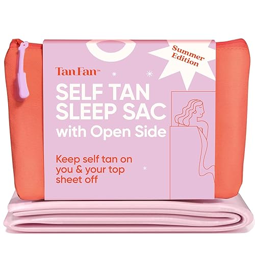 Tan Fan Self Tan Sleep Sac w Open Side Top Sheet – Summer Edition (Pink) – Loose + Cool to Kick Off Or Leave On – No Tanner Transfer Guarantee – Lightweight, Silky, Non-Sticky – Large inc Pillowcase
