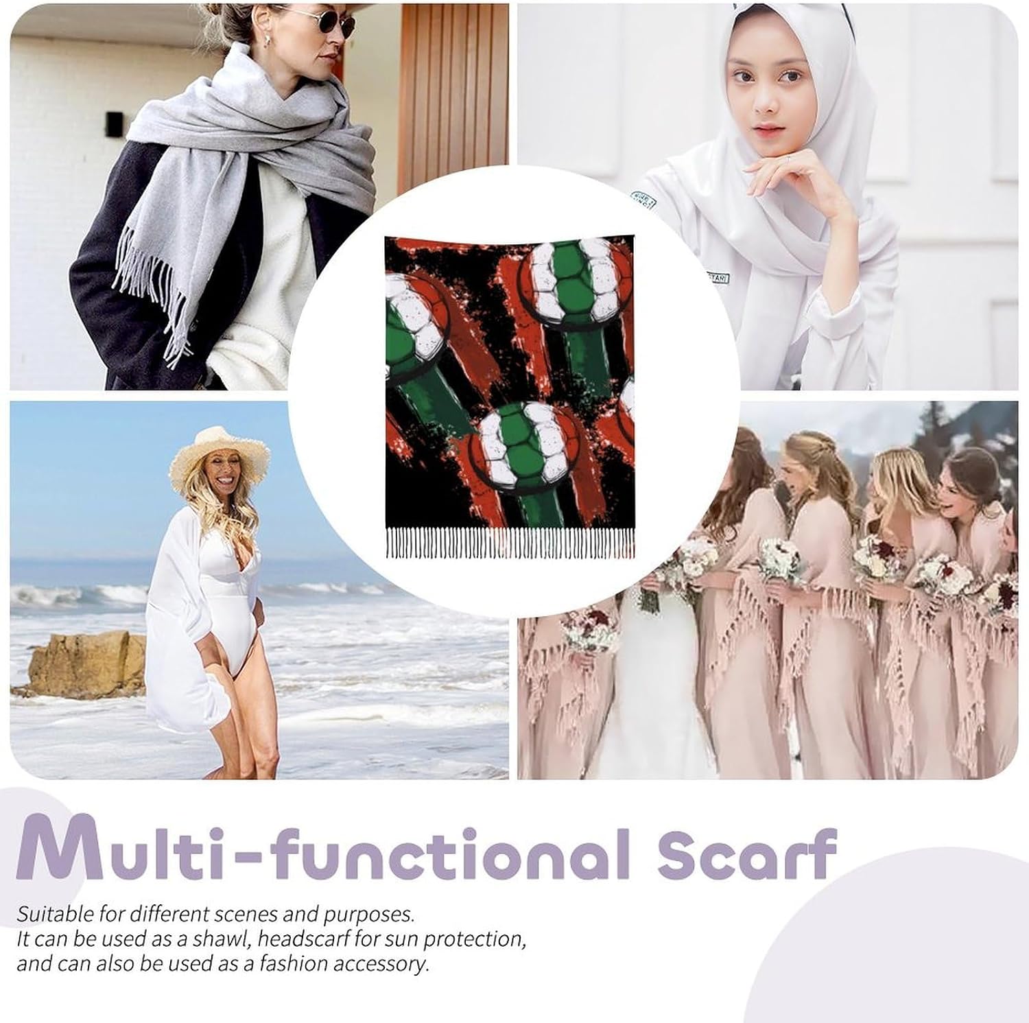 Ireland Soccer Ball Shawls Wraps for Women Men Long Scarves Soft Winter Scarf with Tassels Christmas Gifts