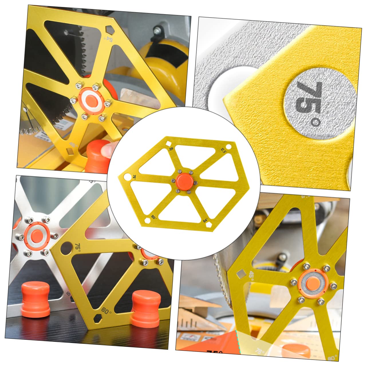 IWOWHERO Aluminum Ruler Multi Angle Measuring Tool Hexagon Gauge Protractor for Woodworking Angle Cutting Photo Frame Making