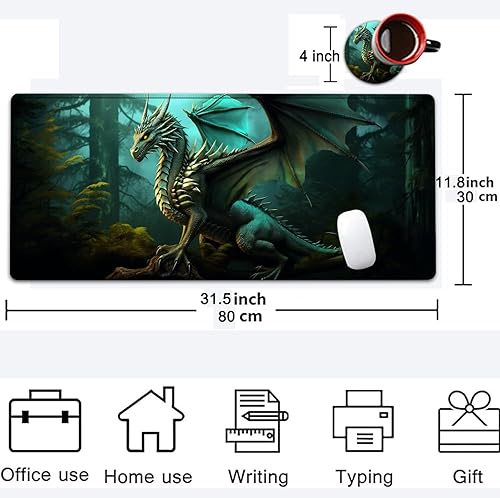 Miniatura 5 de Alfombrilla de mouse grande de 31.5 x 11.8 pulgadas, extendida para juegos con bordes cosidos, protector de alfombrilla de mouse XXL, base de goma