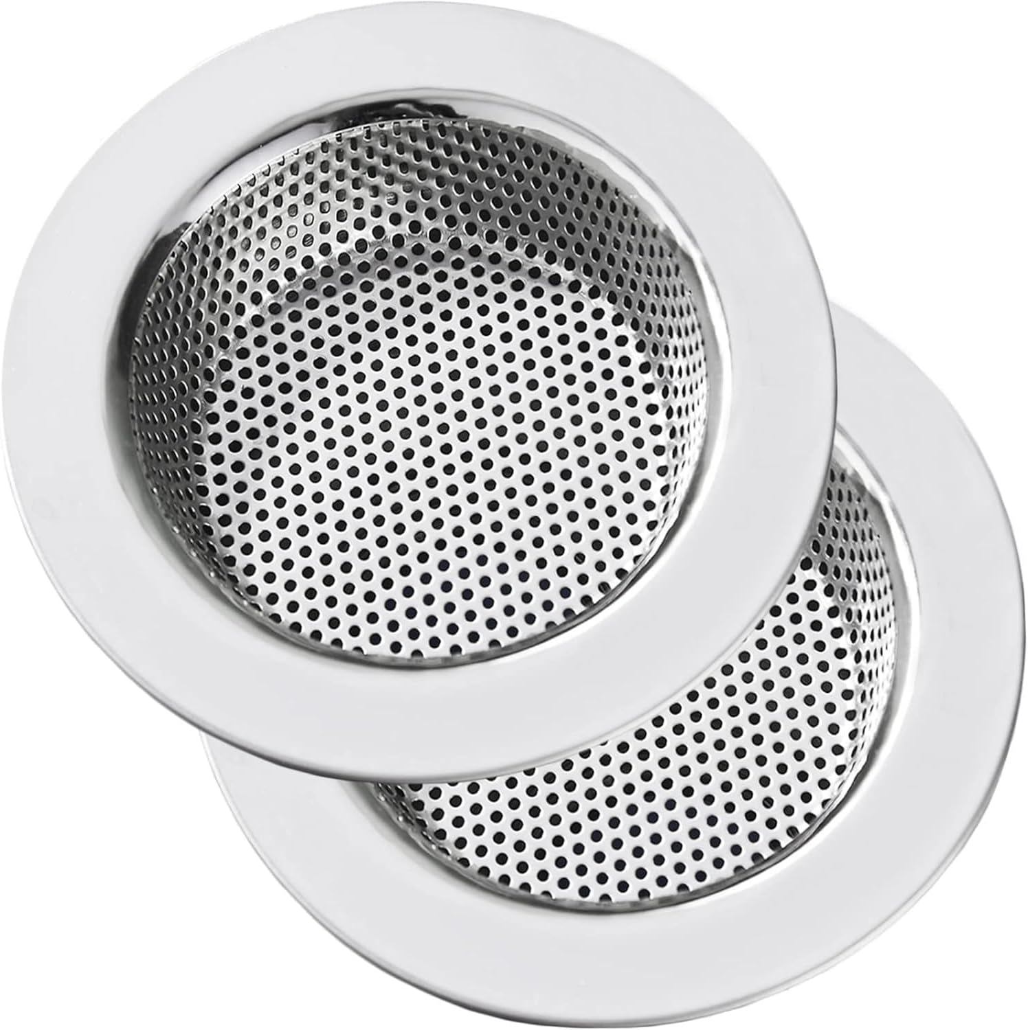2 Large Wide Edged Stainless Steel Kitchen Sink Filters With a Diameter of 4.5 Inches, Suitable for Kitchen Sinks