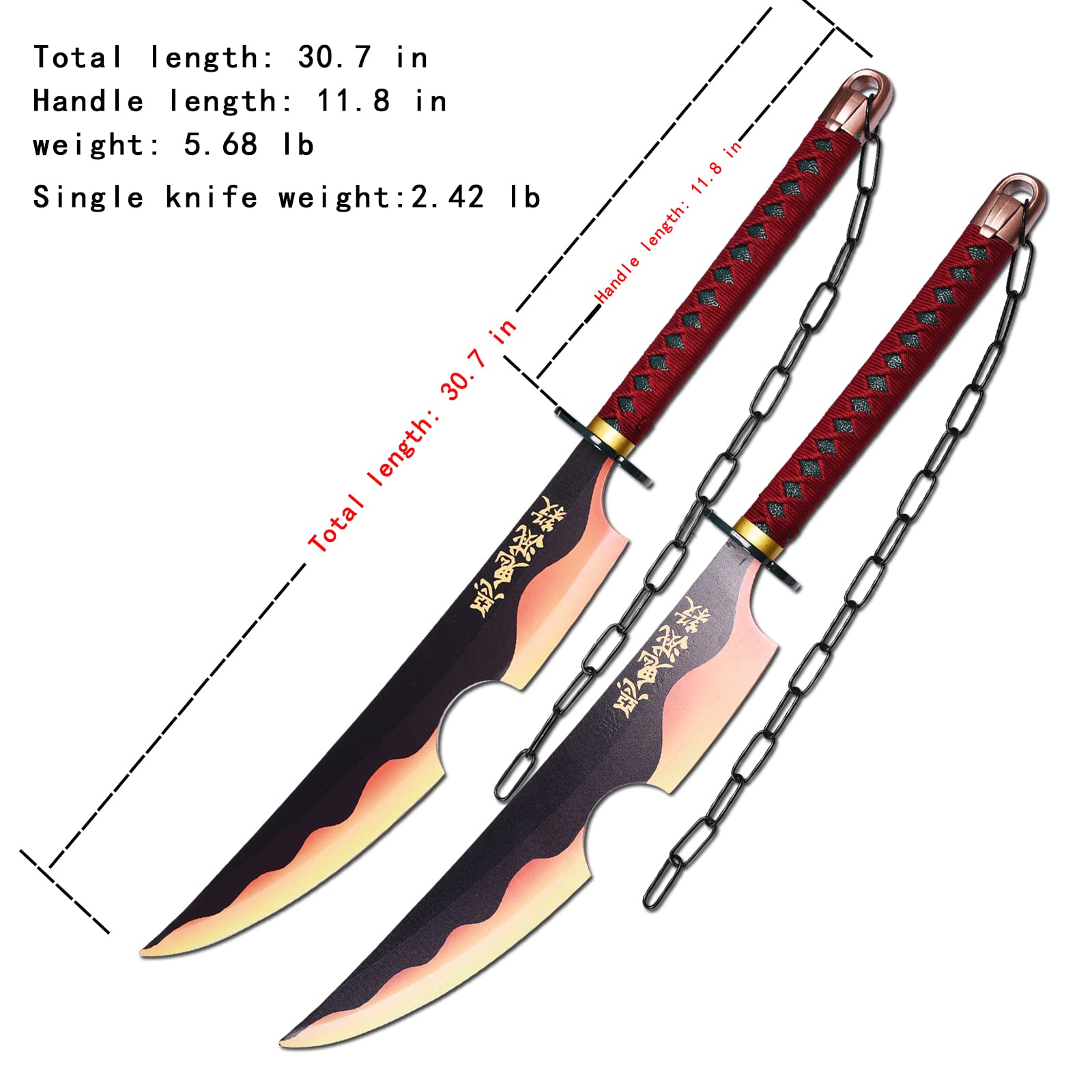 ziqing Demon Katana Sword Real Metal Uzui Tengen Katana Anime Cosplay Sword, A Variety of Styles?30inchs