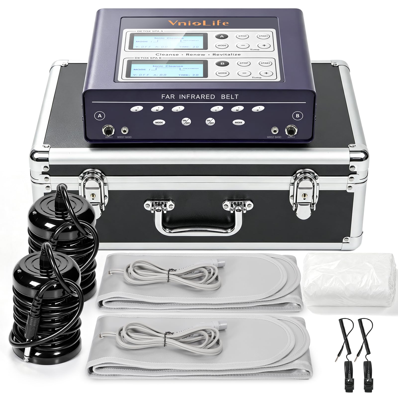 Dual Ionic Foot Bath Detox Machine for 2 Person Home Spa Use Dark Blue