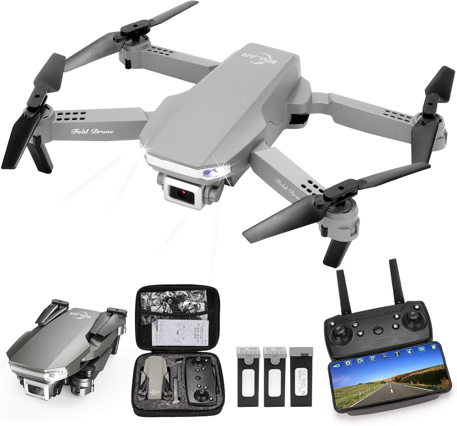 Up To 40% OFF MSLAN M300 RC Drone Kids with 1080P Live Video,Gravity Sensor,Altitude Hold, Headless Mode,3 Speed Mode, Tap Fly,Foldable RC Quadcopter with (3 Batteries)-Y01