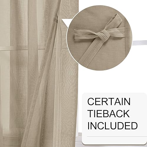 Miniatura 3 de XWZO Cortinas transparentes de 84 pulgadas de largo, juego de 2 paneles para dormitorio, filtro de luz, aireadas y transpirables, de lino sintético