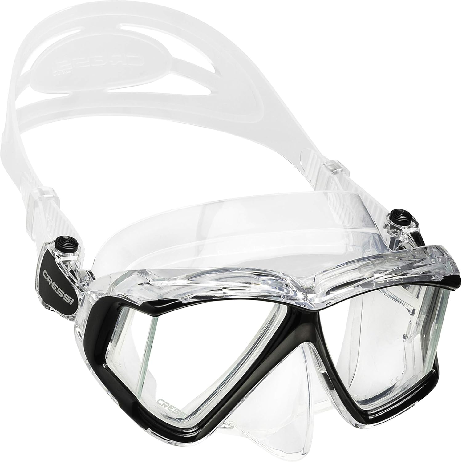 Cressi Pano 4 Panoramic 4-Window Diving Mask - Tempered Glass Lenses, Soft Silicone Skirt, Wide View for Scuba & Snorkeling