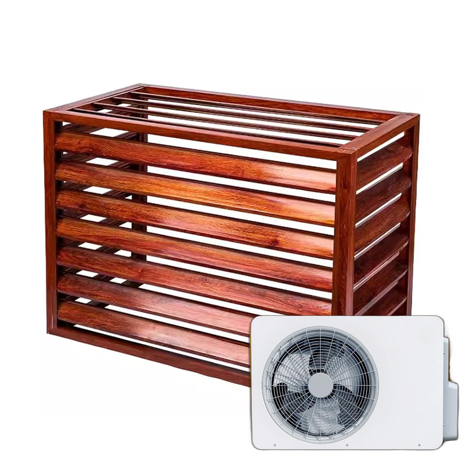 QYMYOZ Outdoor Heat Pump Cover for Air Conditioners - Waterproof AC Unit Protection, Flower Stand Design, Fits 2-3P Units (L110W60H80) - Durable Weather-resistant Cover