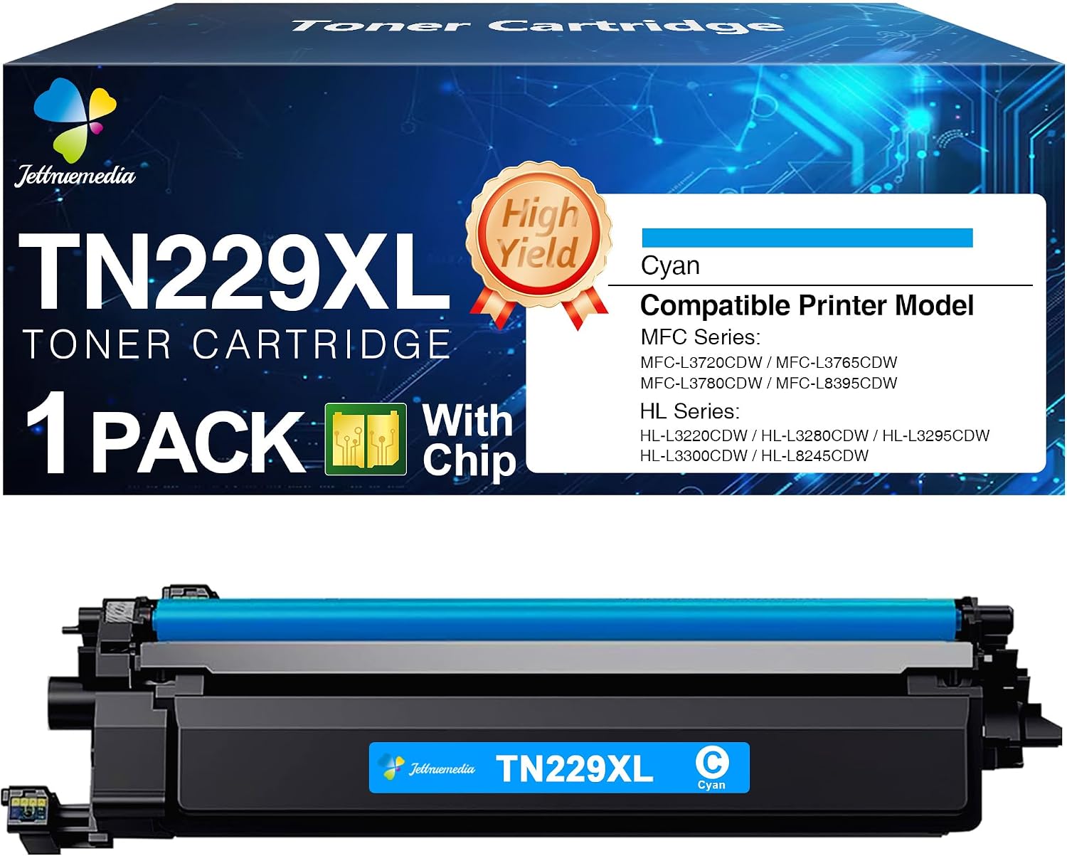 TN229XL TN229XLY Yellow High Yield Toner Cartridge Compatible Replacement for Brother TN229XL TN-229XL TN229 for Brother MFC-L3780CDW MFC-L3720CDW HL-L3280CDW HL-L3300CDW Printers (1 Pack)