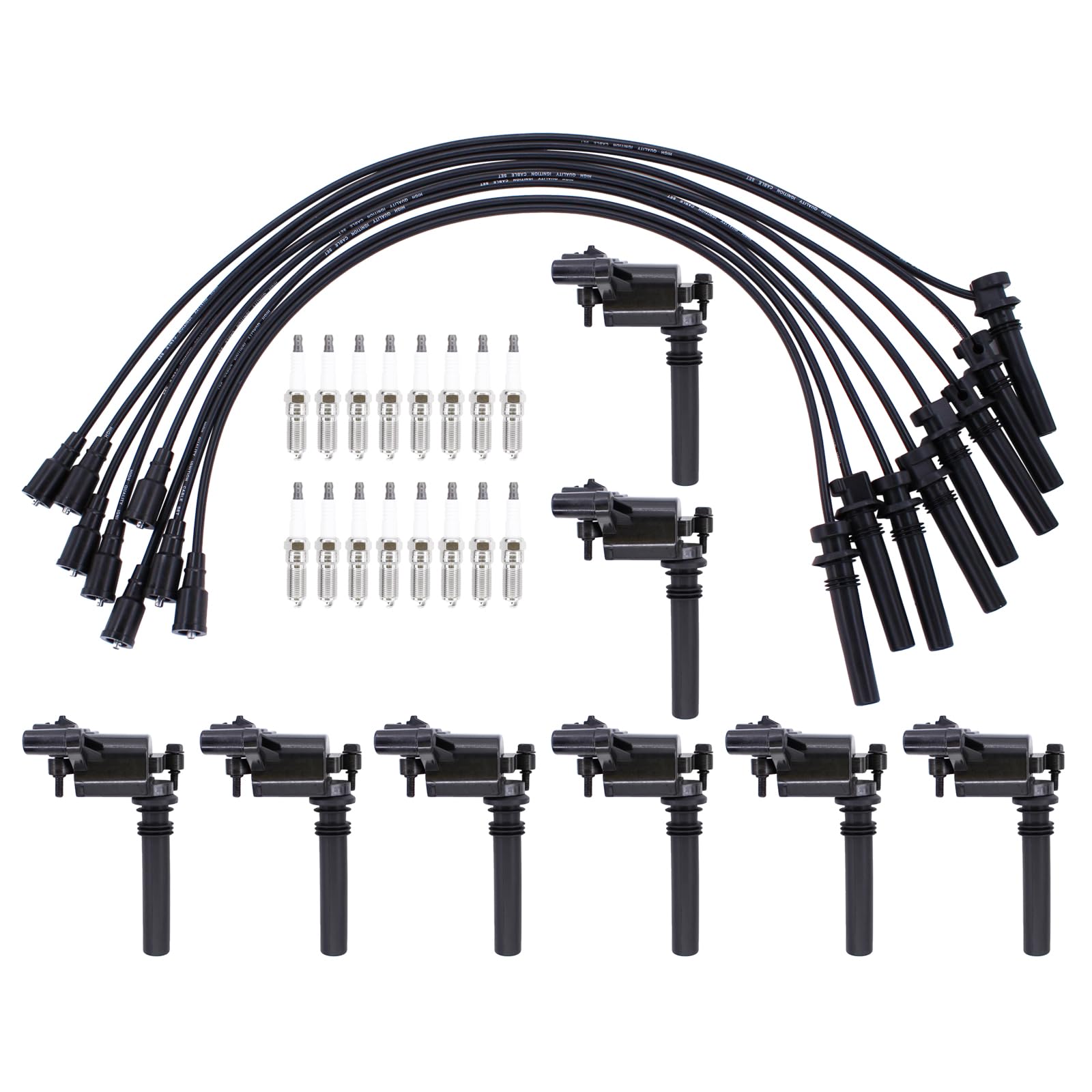 MOTOKU Ignition Coil and Spark Plug Wires for Chrysler 300C Jeep Grand Cherokee Dodge Durango Ram 1500 2500 3500 5.7