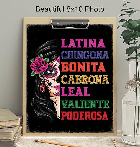Miniatura 3 de Latinx Wall Art for Women - Mexican Theme Regalos Para Mujer - Sugar Skull Decor Decoracion Para Sala, Nina - Inspirational Quotes Wall Art for