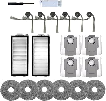 18 Packs Accessories Kit Compatible with Roborock Saros Z70/Saros Z70 Ultra Robot Vacuum Cleaner, Replacement Parts Include 6 Mop Clothes,2 Hepa Filters,6 Side Brush, 4 Dust Bag