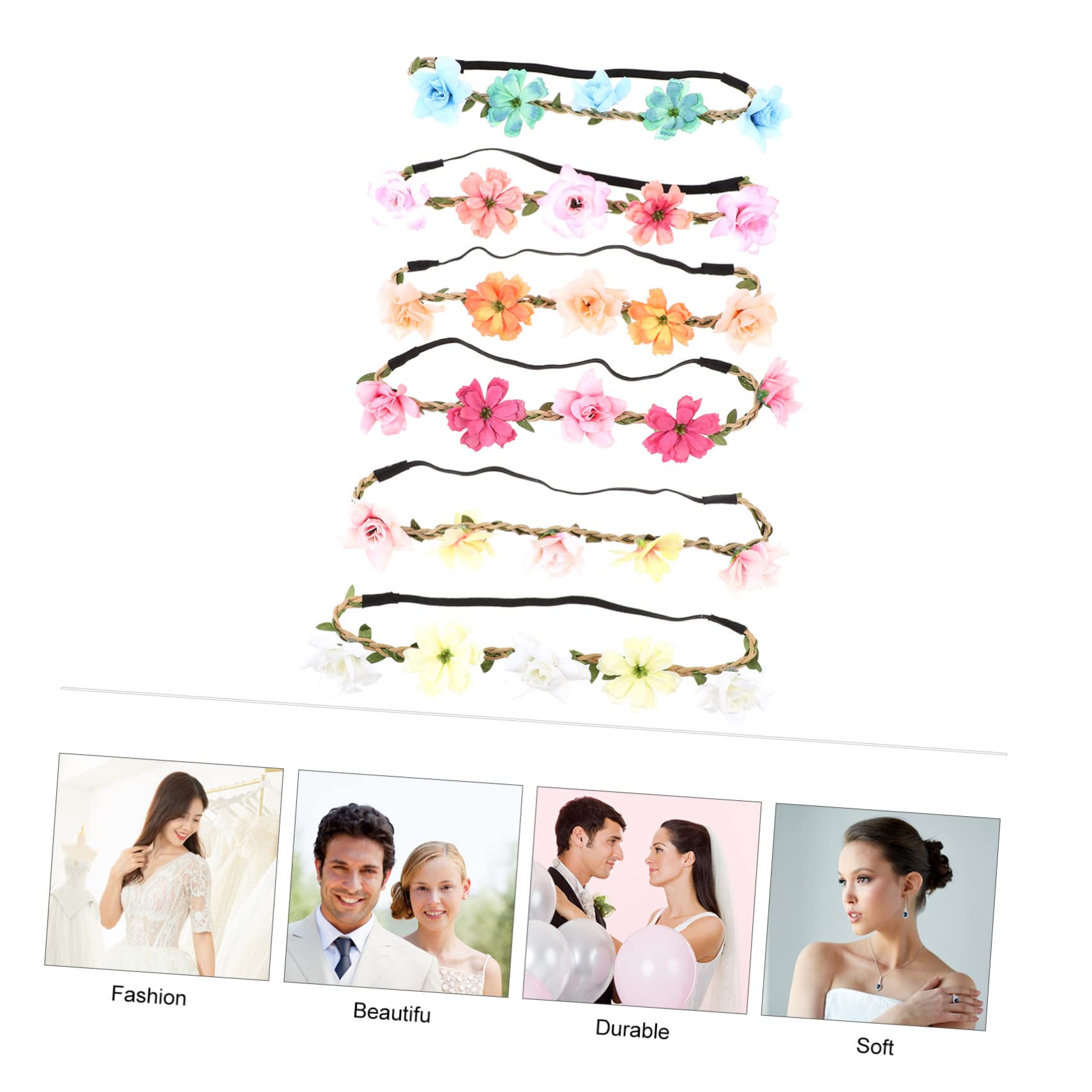 Abaodam 12stücke Blumen Haarband Teilig Braut Floral Kranz Kopfschmuck Elastisches Design Für Damen Für Hochzeiten Festivals Und Fotoshootings