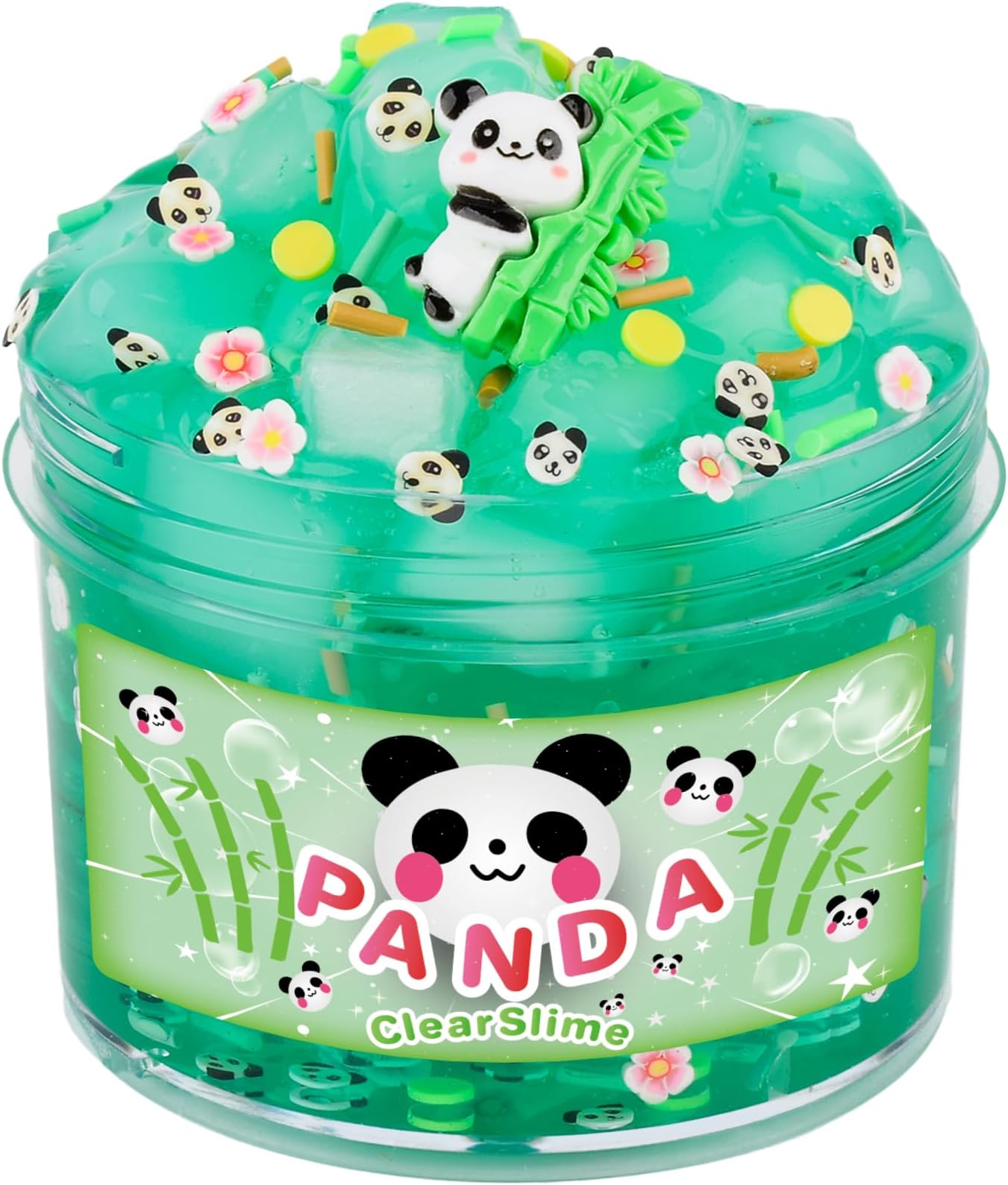 Green Clear Crunchy Crystal Slime with Jelly Cubes and Cute Slime Add-ins, Super Soft Sludge Toy for Girls and Boys