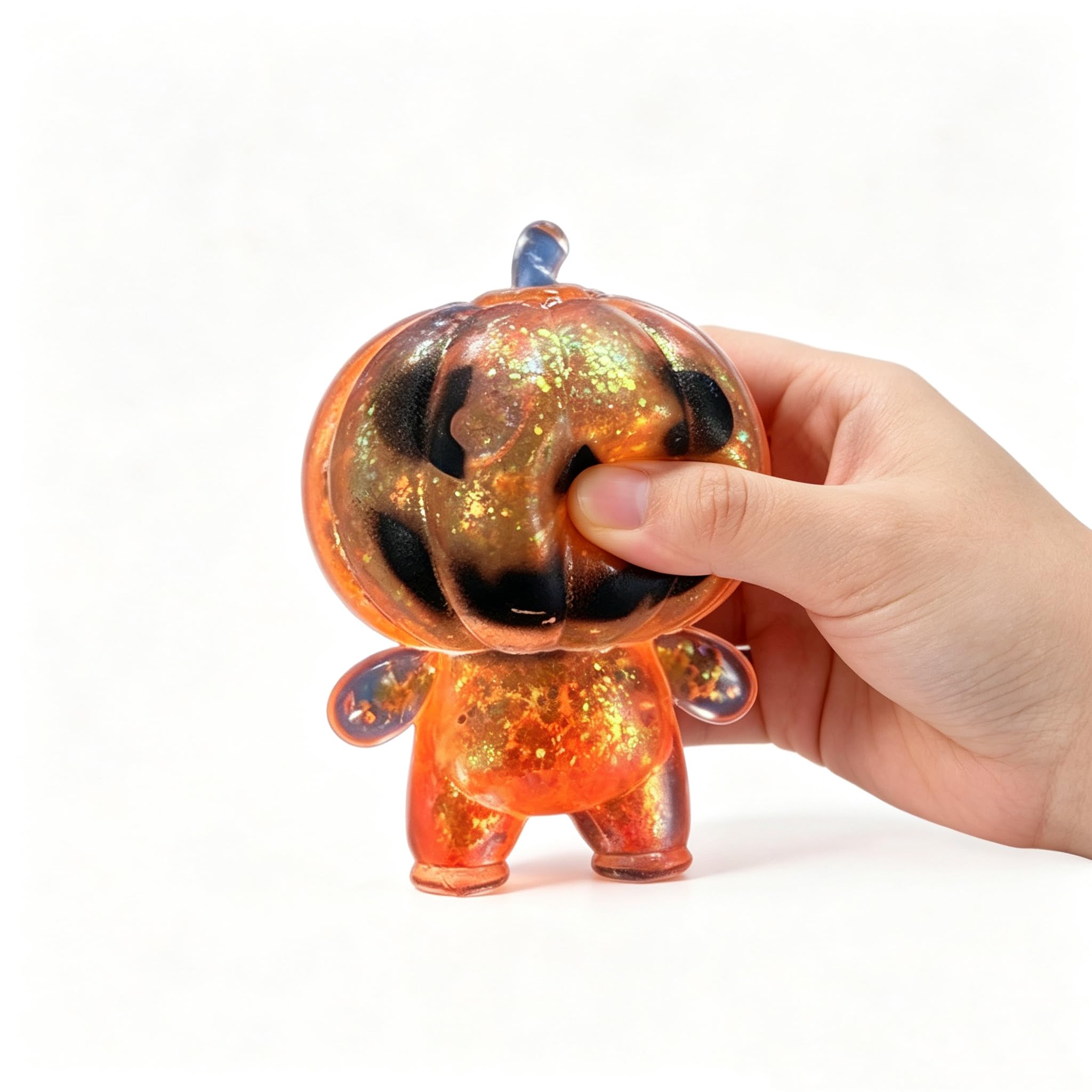 Halloween Pumpkin Squishy Toy . Stress Relief Squishy For KIds, Men & Women. Halloween Party Favors & Spooky Desk Decor.
