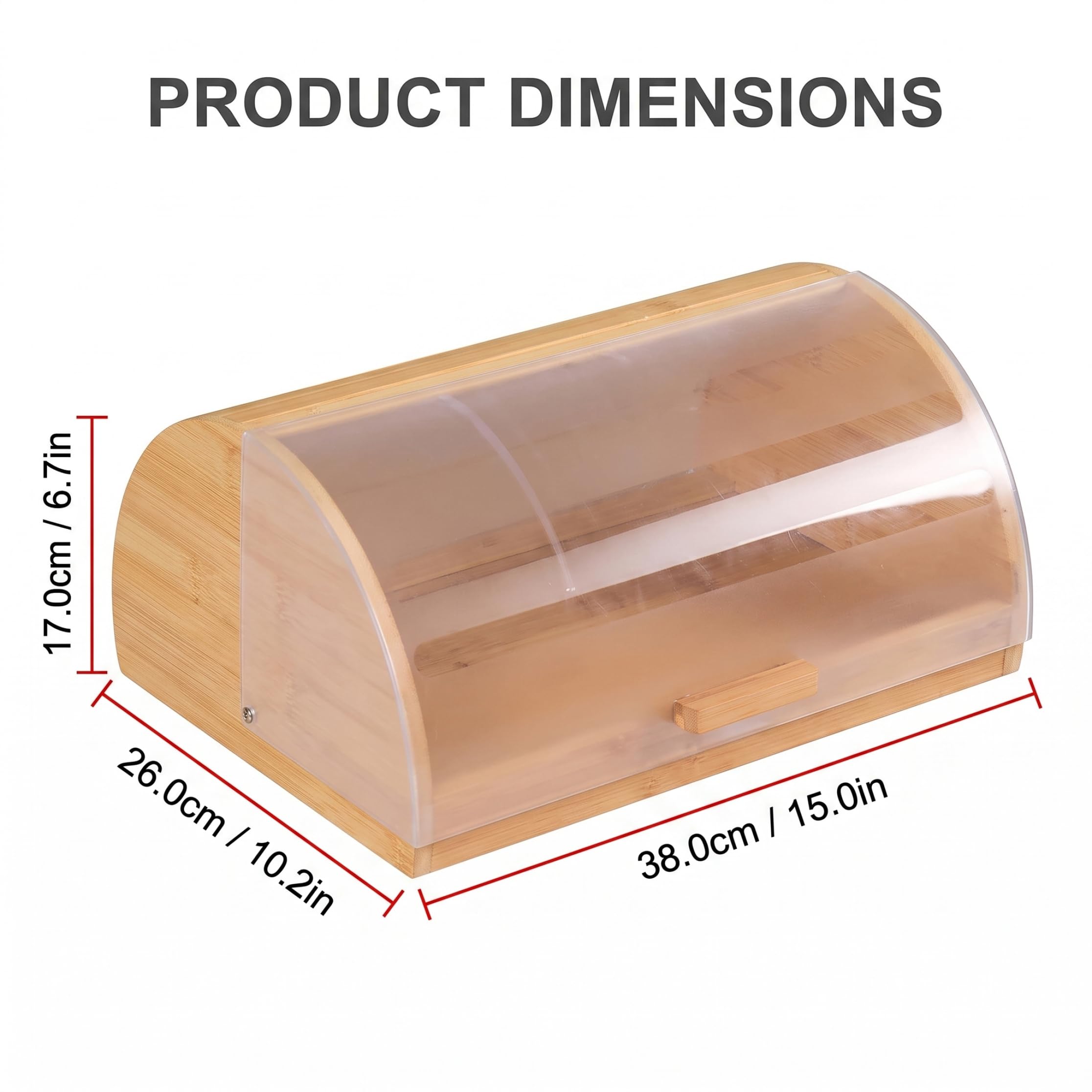 Cajas de pan espacioso soporte para pan de bambú natural con tapa transparente