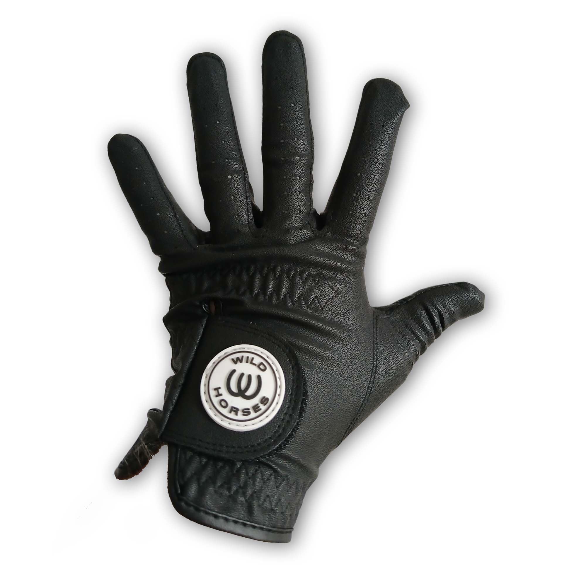Wild Horses Golf Glove - Premium PU Leather - Super Durable and Long Lasting - Men's Golfing Glove (Black, Large, Left)