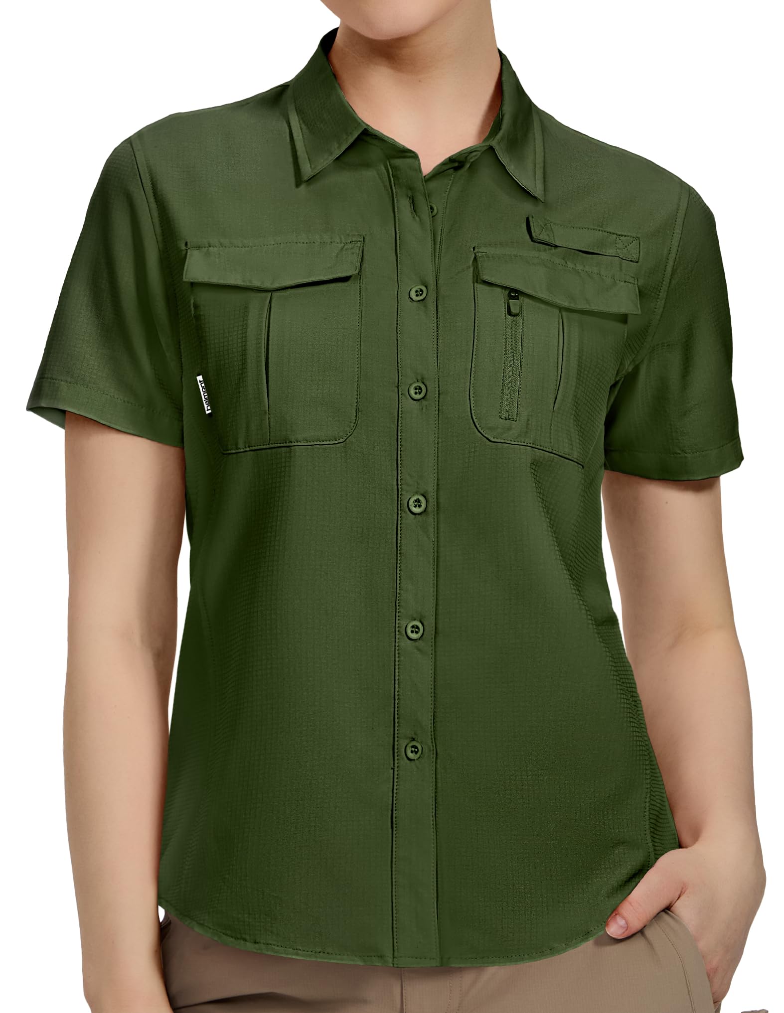 Haimont Women's UPF 50+ Short Sleeve Hiking Button Down Shirt