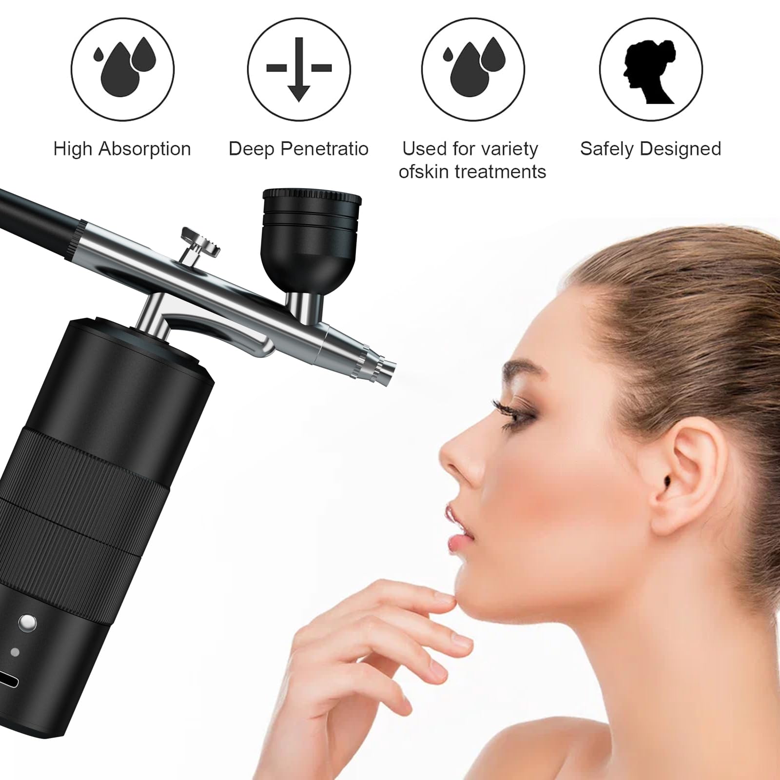 Kit aerografo portatile Airbrush Kit con compressore d'aria Aerografo per unghie Compressore aerografo ad alta pressione per unghie Mini aerografo portatile (nero)