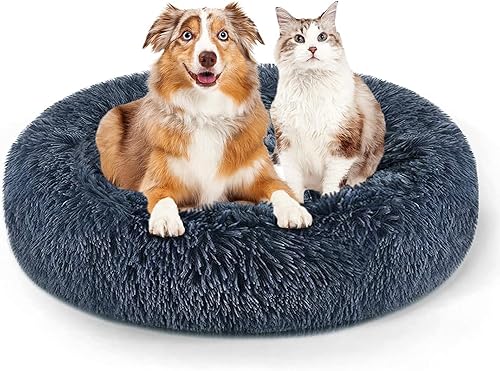 Miniatura 17 de Camas pequeñas para gatos de interior - Cama para gatos lavable de 16 pulgadas, camas para perros pequeños, cama antiansiedad redonda esponjosa de