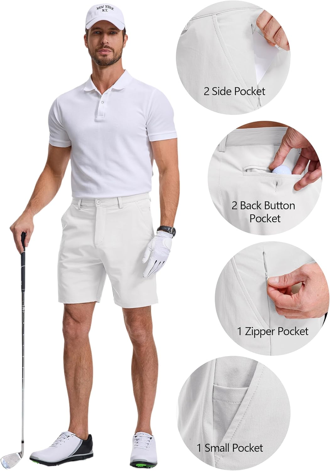 Men's Golf Shorts 7 Inch Inseam Lightweight Hybrid Casual Short, Quick Dry Flat Front Work Dress Shorts with Pockets - Image 4