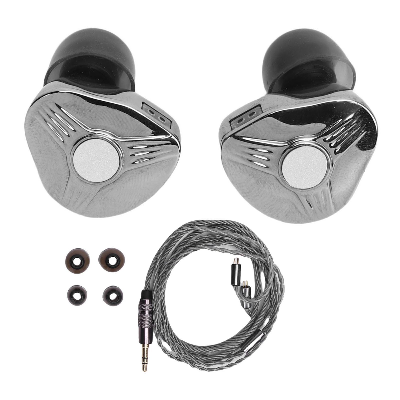 Garsent Auricolari IEM Cablati HiFi con vestibilità Comoda Ed Eccellente Isolamento Acustico, Auricolari Cablati in Rame Placcato Argento per un Ascolto Coinvolgente della Musica, 3 Dimensioni di