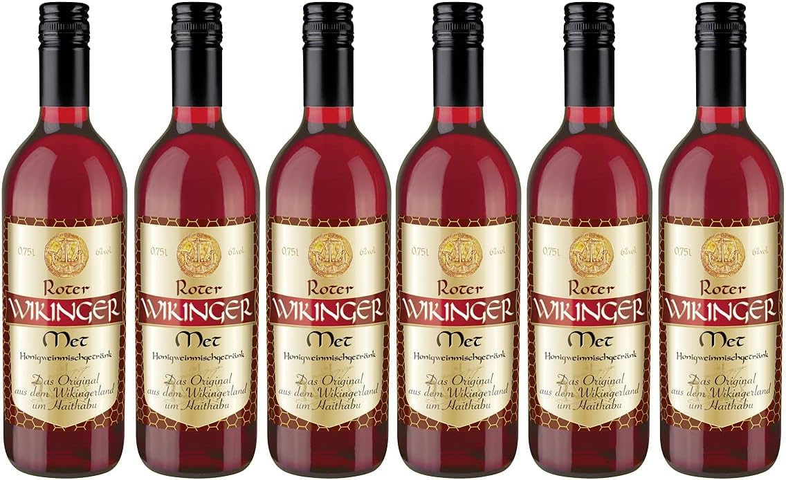 Wikinger Roter Met 6 x 0,75 L, Honigwein 6 % vol. mit Kirschsaft