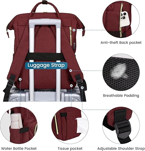 Miniatura 5 de LOVEVOOK Mochila de viaje para laptop, mochila de enfermera resistente al agua con estuche para estetoscopio, bolsa duradera antirrobo para