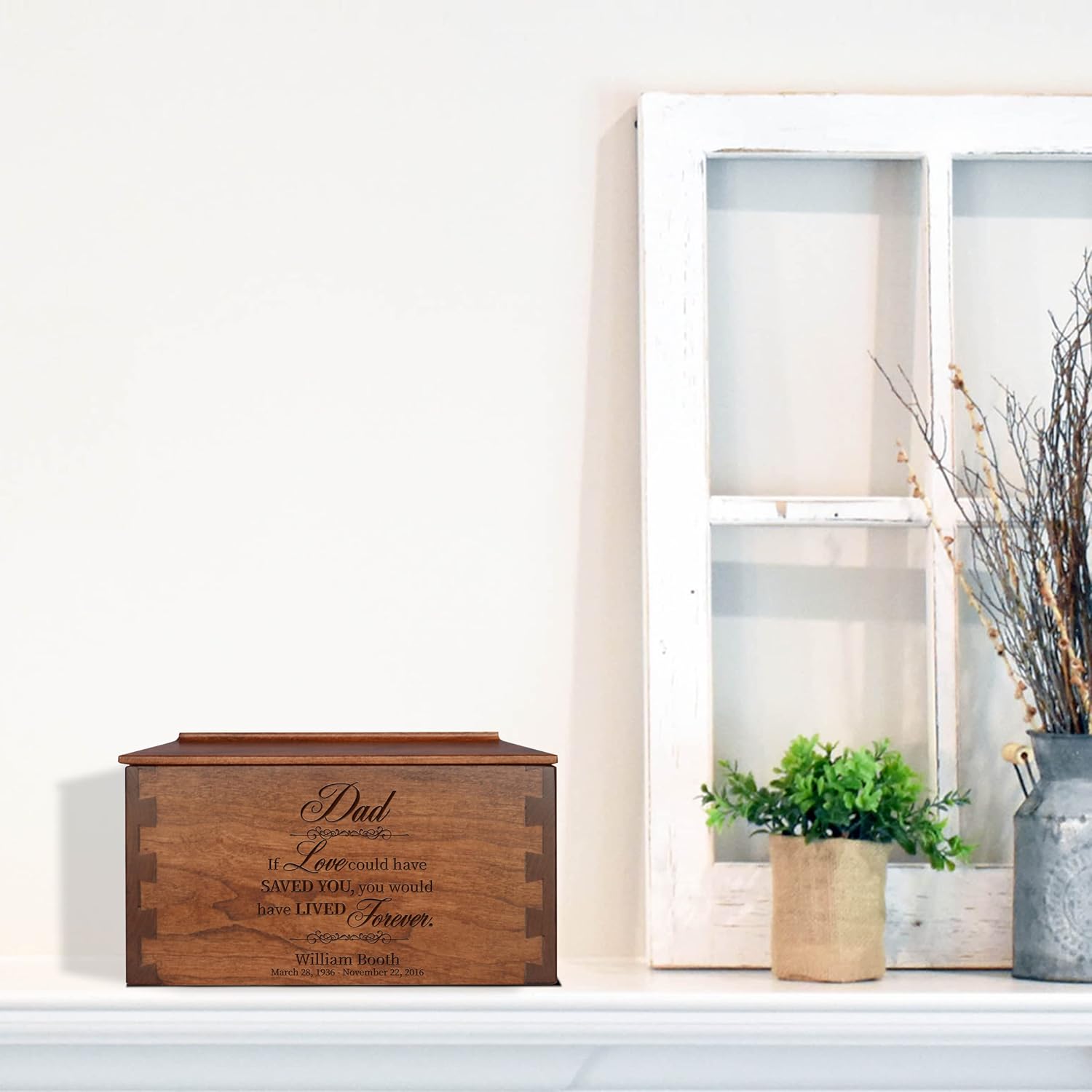 LifeSong Milestones Medium Dovetail Urns for Ashes Adult Male Memorial Gifts for Father Dad Personalized Decorative Cremation Urns for Adult Ashes Wooden Urn Box Funeral Service Urn For Human Ashes - Image 7