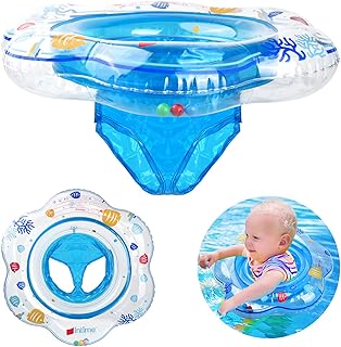 Nivofu Baby Floaties for Infants, Baby Swimming Float Inflatable Baby Float Baby Swimming Pool Floats, Baby Swimming Coach Double Airbag Float Ring, Safety Aid Float Seat for Baby Age 12-48 Month