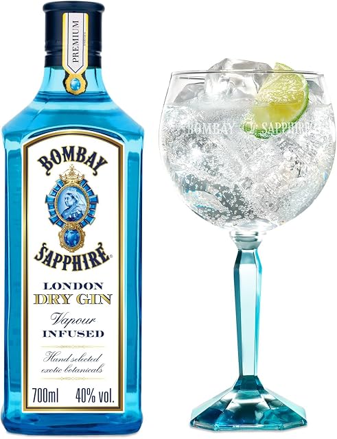 Bombay Sapphire Gift Set, Bombay Sapphire London Dry Gin 70cl and a Branded Balloon Gin Glass