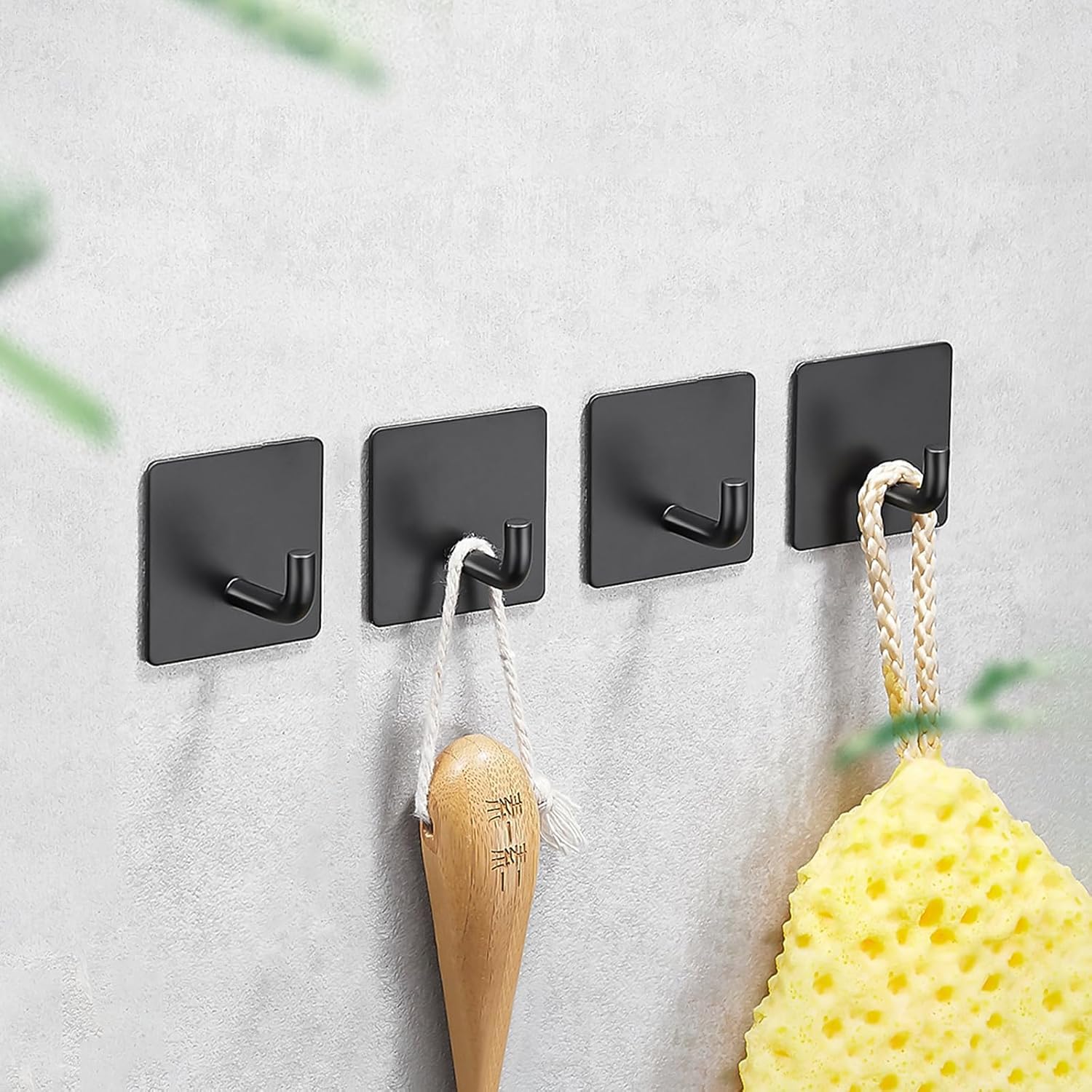 4-Pack Adhesive Stainless Steel Wall Hooks - No Drilling, Waterproof, Heavy-Duty for Bathroom, Kitchen, and Living Room