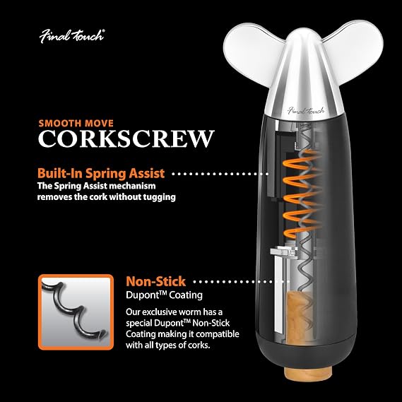 Final Touch Easy Turn Spring Assist Wine Corkscrew